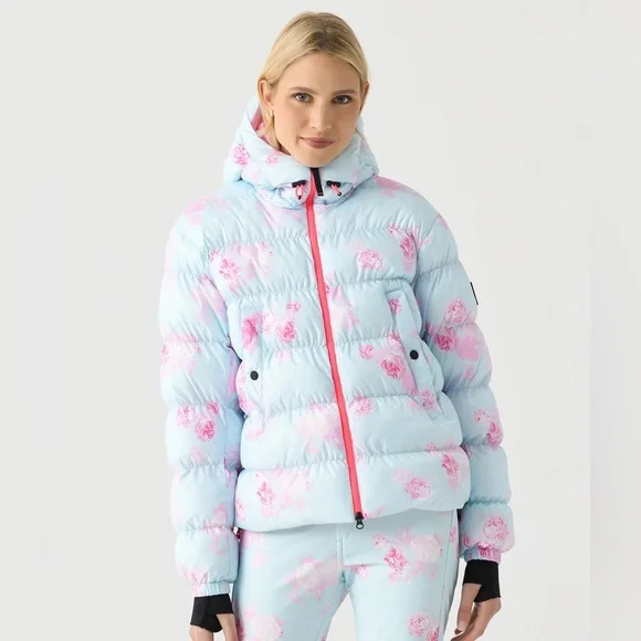 LoveShackFancy X Bogner Full Ski Outfit Coat Pants Blue Pink S - Picture 3 of 11